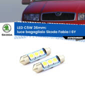 0 Luce Bagagliaio LED c5w 36mm Skoda Fabia I 6Y 1999 - 2006 (Coppia) C5W C10W Led Canbus 36mm a 3 Ultra Led Xenovision - Bianco Lunare 6000k (Coppia)