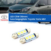 0 Luce Bagagliaio LED c5w 36mm Toyota Yaris Mk1 1999 - 2005 (Coppia) C5W C10W Led Canbus 36mm a 3 Ultra Led Xenovision - Bianco Lunare 6000k (Coppia)