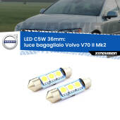 0 Luce Bagagliaio LED c5w 36mm Volvo V70 II Mk2 2000 - 2007 (Coppia) C5W C10W Led Canbus 36mm a 3 Ultra Led Xenovision - Bianco Lunare 6000k (Coppia)