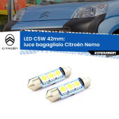 0 Luce Bagagliaio LED c5w 41mm Citroën Nemo 2008 in poi (Coppia) C5W C10W Led Canbus 41mm a 3 Ultra Led Xenovision - Bianco Lunare 6000k (Coppia)