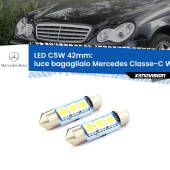 0 Luce Bagagliaio LED c5w 41mm Mercedes Classe-C W203 2000 - 2007 (Coppia) C5W C10W Led Canbus 41mm a 3 Ultra Led Xenovision - Bianco Lunare 6000k (Coppia)