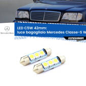 0 Luce Bagagliaio LED c5w 41mm Mercedes Classe-S W140 1995 - 1998 (Coppia) C5W C10W Led Canbus 41mm a 3 Ultra Led Xenovision - Bianco Lunare 6000k (Coppia)