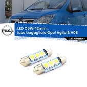 0 Luce Bagagliaio LED c5w 41mm Opel Agila B H08 2008 - 2014 (Coppia) C5W C10W Led Canbus 41mm a 3 Ultra Led Xenovision - Bianco Lunare 6000k (Coppia)