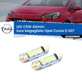 0 Luce Bagagliaio LED c5w 41mm Opel Corsa D S07 2006 - 2014 (Coppia) C5W C10W Led Canbus 41mm a 3 Ultra Led Xenovision - Bianco Lunare 6000k (Coppia)