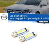 0 Luce Bagagliaio LED c5w 41mm Opel Insignia A II G09 2014 - 2017 (Coppia) C5W C10W Led Canbus 41mm a 3 Ultra Led Xenovision - Bianco Lunare 6000k (Coppia)