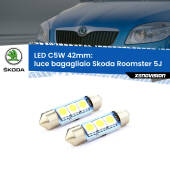 0 Luce Bagagliaio LED c5w 41mm Skoda Roomster 5J 2006 - 2015 (Coppia) C5W C10W Led Canbus 41mm a 3 Ultra Led Xenovision - Bianco Lunare 6000k (Coppia)