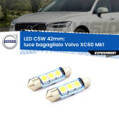 0 Luce Bagagliaio LED c5w 41mm Volvo XC60 Mk1 2008 - 2016 (Coppia) C5W C10W Led Canbus 41mm a 3 Ultra Led Xenovision - Bianco Lunare 6000k (Coppia)
