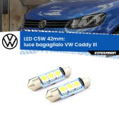 0 Luce Bagagliaio LED c5w 41mm VW Caddy III  Versione 1 (Coppia) C5W C10W Led Canbus 41mm a 3 Ultra Led Xenovision - Bianco Lunare 6000k (Coppia)