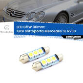 0 Luce Sottoporta LED c5w 36mm Mercedes SL R230 2001 - 2012 (Coppia) C5W C10W Led Canbus 36mm a 3 Ultra Led Xenovision - Bianco Lunare 6000k (Coppia)