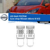 0 Luce Stop LED Nissan Micra III K12 2002 - 2010: P21/5W Bolt P21/5W: LED Bolt Rossi (Coppia)