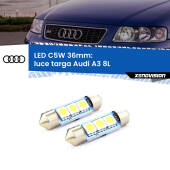 0 Luce Targa LED c5w 36mm Audi A3 8L 1996 - 2003 (Coppia) C5W C10W Led Canbus 36mm a 3 Ultra Led Xenovision - Bianco Lunare 6000k (Coppia)