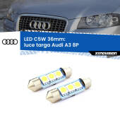 0 Luce Targa LED c5w 36mm Audi A3 8P 2003 - 2012 (Coppia) C5W C10W Led Canbus 36mm a 3 Ultra Led Xenovision - Bianco Lunare 6000k (Coppia)