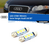 0 Luce Targa LED c5w 36mm Audi A4 B7 2004 - 2008 (Coppia) C5W C10W Led Canbus 36mm a 3 Ultra Led Xenovision - Bianco Lunare 6000k (Coppia)