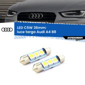 0 Luce Targa LED c5w 36mm Audi A4 B8 2007 - 2015 (Coppia) C5W C10W Led Canbus 36mm a 3 Ultra Led Xenovision - Bianco Lunare 6000k (Coppia)