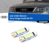0 Luce Targa LED c5w 36mm Audi A6 C5 1997 - 2004 (Coppia) C5W C10W Led Canbus 36mm a 3 Ultra Led Xenovision - Bianco Lunare 6000k (Coppia)