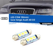0 Luce Targa LED c5w 36mm Audi A8 D3 2002 - 2009 (Coppia) C5W C10W Led Canbus 36mm a 3 Ultra Led Xenovision - Bianco Lunare 6000k (Coppia)