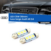 0 Luce Targa LED c5w 36mm Audi A8 D4 2009 - 2012 (Coppia) C5W C10W Led Canbus 36mm a 3 Ultra Led Xenovision - Bianco Lunare 6000k (Coppia)