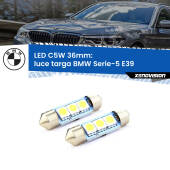 0 Luce Targa LED c5w 36mm BMW Serie-5 E39 1996 - 2003 (Coppia) C5W C10W Led Canbus 36mm a 3 Ultra Led Xenovision - Bianco Lunare 6000k (Coppia)