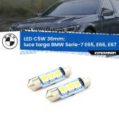 0 Luce Targa LED c5w 36mm BMW Serie-7 E65, E66, E67 2005 - 2008 (Coppia) C5W C10W Led Canbus 36mm a 3 Ultra Led Xenovision - Bianco Lunare 6000k (Coppia)