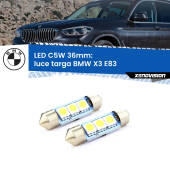 0 Luce Targa LED c5w 36mm BMW X3 E83 2003 - 2010 (Coppia) C5W C10W Led Canbus 36mm a 3 Ultra Led Xenovision - Bianco Lunare 6000k (Coppia)