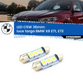 0 Luce Targa LED c5w 36mm BMW X6 E71, E72 2008 - 2014 (Coppia) C5W C10W Led Canbus 36mm a 3 Ultra Led Xenovision - Bianco Lunare 6000k (Coppia)