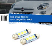 0 Luce Targa LED c5w 36mm Fiat 500L  2012 - 2018 (Coppia) C5W C10W Led Canbus 36mm a 3 Ultra Led Xenovision - Bianco Lunare 6000k (Coppia)