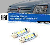 0 Luce Targa LED c5w 36mm Fiat Panda 169 2003 - 2012 (Coppia) C5W C10W Led Canbus 36mm a 3 Ultra Led Xenovision - Bianco Lunare 6000k (Coppia)