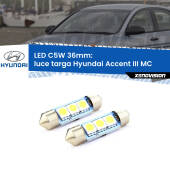 0 Luce Targa LED c5w 36mm Hyundai Accent III MC 2005 - 2010 (Coppia) C5W C10W Led Canbus 36mm a 3 Ultra Led Xenovision - Bianco Lunare 6000k (Coppia)