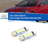 0 Luce Targa LED c5w 36mm Hyundai Genesis BH 2008 - 2014 (Coppia) C5W C10W Led Canbus 36mm a 3 Ultra Led Xenovision - Bianco Lunare 6000k (Coppia)