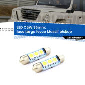 0 Luce Targa LED c5w 36mm Iveco Massif pickup 2008 - 2011 (Coppia) C5W C10W Led Canbus 36mm a 3 Ultra Led Xenovision - Bianco Lunare 6000k (Coppia)