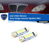 0 Luce Targa LED c5w 36mm Lancia Ypsilon 843 2003 - 2011 (Coppia) C5W C10W Led Canbus 36mm a 3 Ultra Led Xenovision - Bianco Lunare 6000k (Coppia)