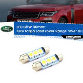0 Luce Targa LED c5w 36mm Land rover Range rover III L322 2002 - 2012 (Coppia) C5W C10W Led Canbus 36mm a 3 Ultra Led Xenovision - Bianco Lunare 6000k (Coppia)