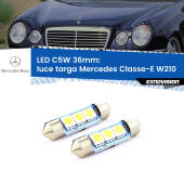 0 Luce Targa LED c5w 36mm Mercedes Classe-E W210 1995 - 2002 (Coppia) C5W C10W Led Canbus 36mm a 3 Ultra Led Xenovision - Bianco Lunare 6000k (Coppia)