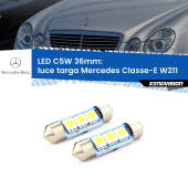 0 Luce Targa LED c5w 36mm Mercedes Classe-E W211 2002 - 2009 (Coppia) C5W C10W Led Canbus 36mm a 3 Ultra Led Xenovision - Bianco Lunare 6000k (Coppia)