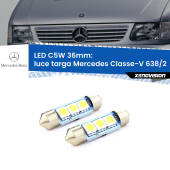 0 Luce Targa LED c5w 36mm Mercedes Classe-V 638/2 1996 - 2003 (Coppia) C5W C10W Led Canbus 36mm a 3 Ultra Led Xenovision - Bianco Lunare 6000k (Coppia)