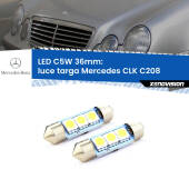 0 Luce Targa LED c5w 36mm Mercedes CLK C208 1997 - 2002 (Coppia) C5W C10W Led Canbus 36mm a 3 Ultra Led Xenovision - Bianco Lunare 6000k (Coppia)
