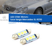 0 Luce Targa LED c5w 36mm Mercedes SL R230 2001 - 2012 (Coppia) C5W C10W Led Canbus 36mm a 3 Ultra Led Xenovision - Bianco Lunare 6000k (Coppia)