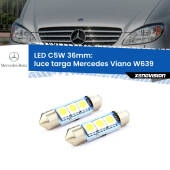 0 Luce Targa LED c5w 36mm Mercedes Viano W639 2003 - 2004 (Coppia) C5W C10W Led Canbus 36mm a 3 Ultra Led Xenovision - Bianco Lunare 6000k (Coppia)