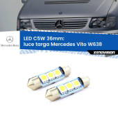 0 Luce Targa LED c5w 36mm Mercedes Vito W638 1996 - 2003 (Coppia) C5W C10W Led Canbus 36mm a 3 Ultra Led Xenovision - Bianco Lunare 6000k (Coppia)