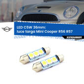 0 Luce Targa LED c5w 36mm Mini Cooper R56 R57 2006 - 2013 (Coppia) C5W C10W Led Canbus 36mm a 3 Ultra Led Xenovision - Bianco Lunare 6000k (Coppia)