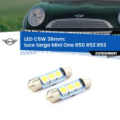 0 Luce Targa LED c5w 36mm Mini One R50 R52 R53 2001 - 2006 (Coppia) C5W C10W Led Canbus 36mm a 3 Ultra Led Xenovision - Bianco Lunare 6000k (Coppia)