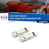 0 Luce Targa LED c5w 36mm Opel Speedster E01 2000 - 2006 (Coppia) C5W C10W Led Canbus 36mm a 3 Ultra Led Xenovision - Bianco Lunare 6000k (Coppia)
