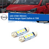 0 Luce Targa LED c5w 36mm Opel Zafira A T98 1999 - 2003 (Coppia) C5W C10W Led Canbus 36mm a 3 Ultra Led Xenovision - Bianco Lunare 6000k (Coppia)