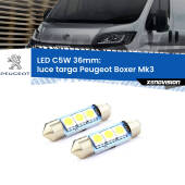0 Luce Targa LED c5w 36mm Peugeot Boxer Mk3 2006 in poi (Coppia) C5W C10W Led Canbus 36mm a 3 Ultra Led Xenovision - Bianco Lunare 6000k (Coppia)