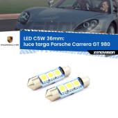 0 Luce Targa LED c5w 36mm Porsche Carrera GT 980 2003 - 2006 (Coppia) C5W C10W Led Canbus 36mm a 3 Ultra Led Xenovision - Bianco Lunare 6000k (Coppia)