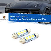 0 Luce Targa LED c5w 36mm Porsche Cayenne 9PA 2002 - 2010 (Coppia) C5W C10W Led Canbus 36mm a 3 Ultra Led Xenovision - Bianco Lunare 6000k (Coppia)