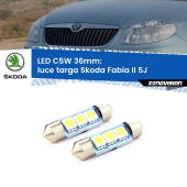 0 Luce Targa LED c5w 36mm Skoda Fabia II 5J 2006 - 2014 (Coppia) C5W C10W Led Canbus 36mm a 3 Ultra Led Xenovision - Bianco Lunare 6000k (Coppia)