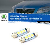0 Luce Targa LED c5w 36mm Skoda Roomster 5J 2006 - 2015 (Coppia) C5W C10W Led Canbus 36mm a 3 Ultra Led Xenovision - Bianco Lunare 6000k (Coppia)