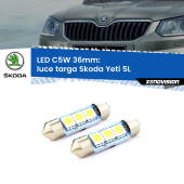 0 Luce Targa LED c5w 36mm Skoda Yeti 5L 2009 - 2013 (Coppia) C5W C10W Led Canbus 36mm a 3 Ultra Led Xenovision - Bianco Lunare 6000k (Coppia)