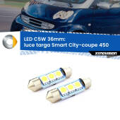 0 Luce Targa LED c5w 36mm Smart City-coupe 450 1998 - 2004 (Coppia) C5W C10W Led Canbus 36mm a 3 Ultra Led Xenovision - Bianco Lunare 6000k (Coppia)